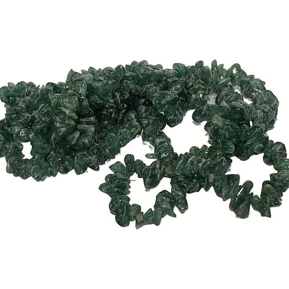 Green Malachite Chip Long Layering Necklace 32” Bohemian Boho  Natural Stone - Picture 2 of 16